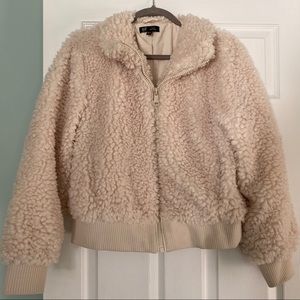 Zara ZRF crop teddy bomber jacket / Medium